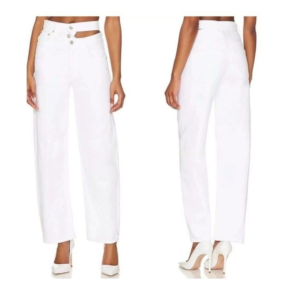 AGOLDE Wide Leg Organic Cotton Jeans Broken Waistband Womens 27 White High Rise